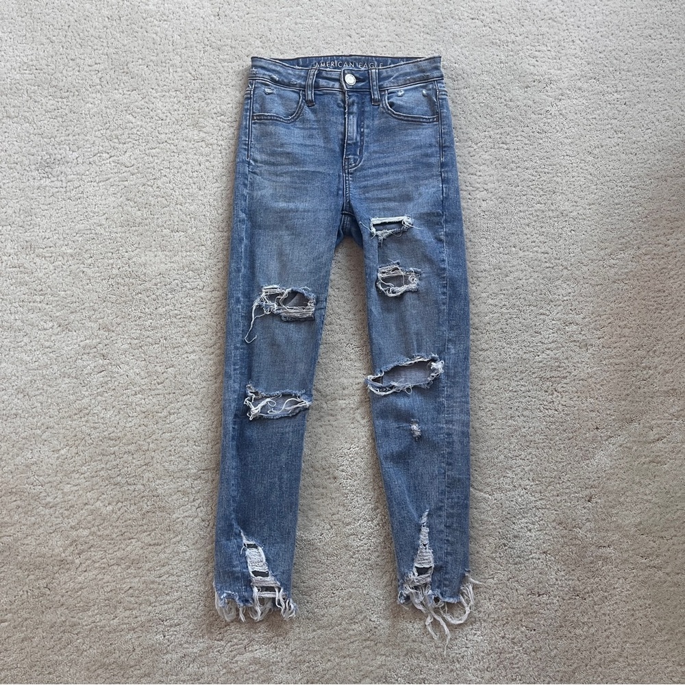 Distressed Blue Jeans